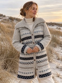 Mønstret lang cardigan