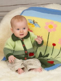 Genser, cardigan og teppe