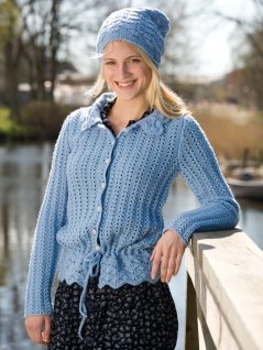 Mønstret cardigan og lue