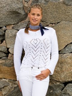 Genser med hullmønster i dobbelt og enkelt garn