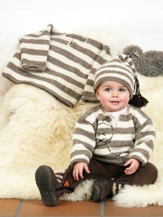 Stripete genser med eller uten brodert katt og lue