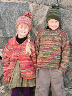 Genser, cardigan og lue