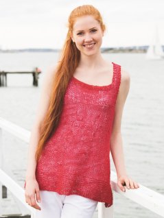 Ensfarget strikket lin med rillestrikkkanter