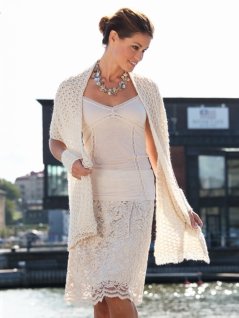 Mønstret sjal og pulsvarmere