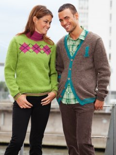 Mønstret genser og cardigan