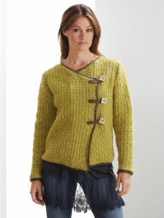 Strikket omslagscardigan med strukturmønster