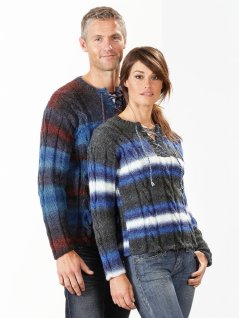 Kabelstrikkede gensere for kvinner, barn og menn