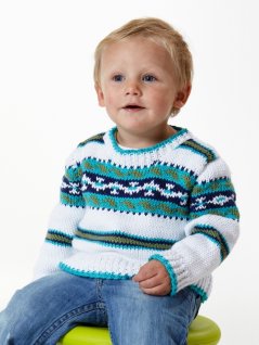 Strikket genser med mønster i farger