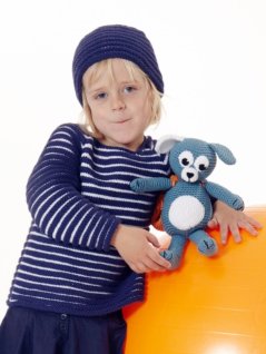 Strikket stripete genser og lue