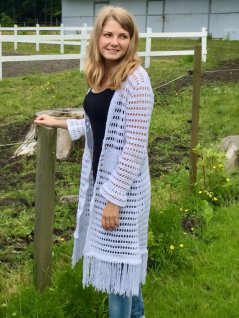 Heklet lang cardigan