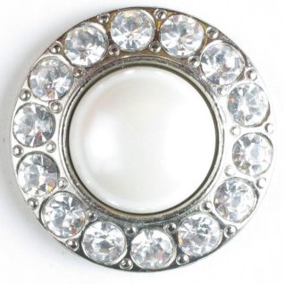 Strassknapp Sølv-Hvit 20 mm