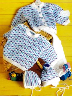 Cardigan, genser, bukse, lue og caps