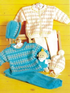 Genser, hette, cardigan, lue, tights og bukser