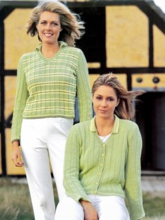 Stripete strukturert strikket cardigan og genser