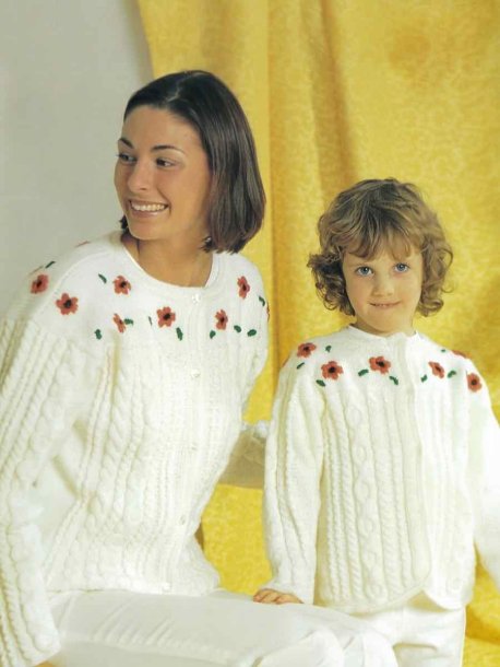 Barne- og damejakke med blomster
