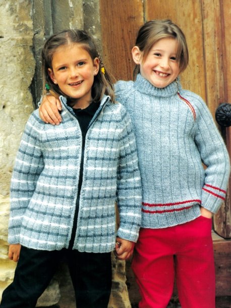 Raglan genser og cardigan i ribbestrikk