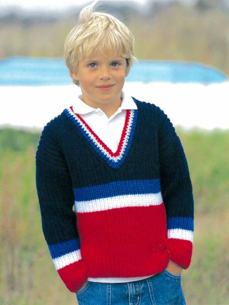 Stripete genser med V-hals