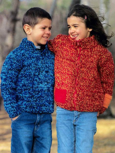 Ensfarget genser og cardigan i trippelgarn