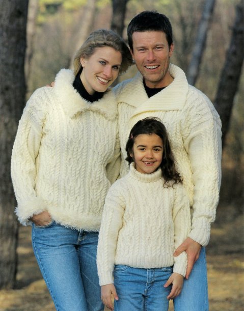 Familiegensere med strikk eller pelskant