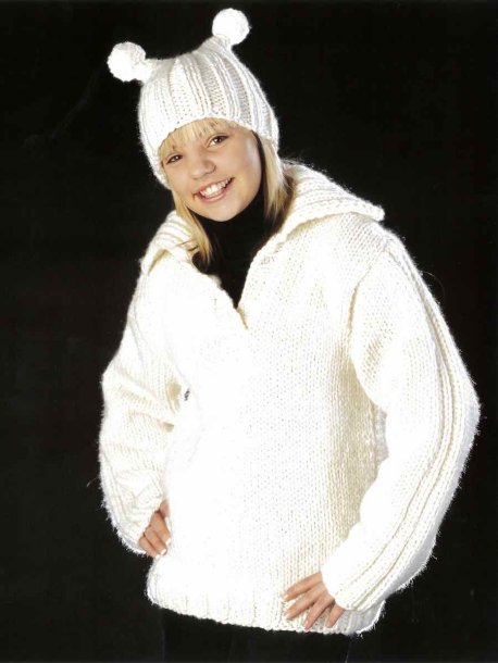 Långtröja med krage och mössa