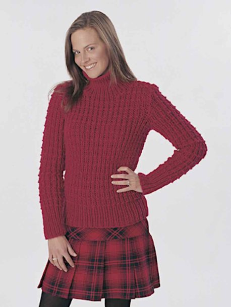 Strukturstrikket genser og ensfarget vest