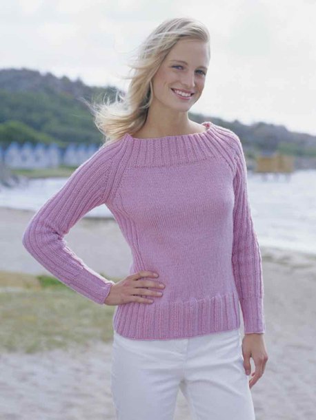 Raglangenser med ribbestrikkede ermer