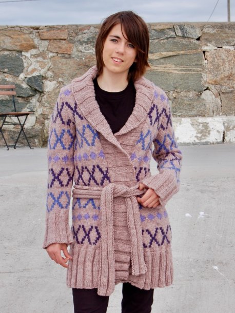 Mønstret lang cardigan