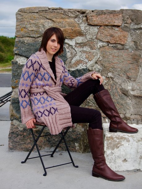Mønstret lang cardigan