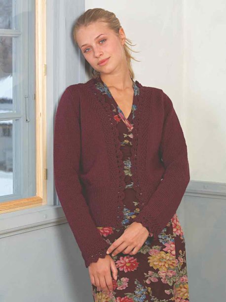 Cardigan med blondekant