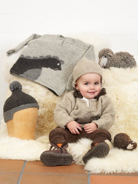 Genser med dinosaur og luer