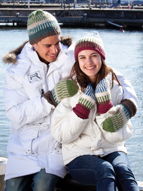 Mønstrede strikkede luer og votter