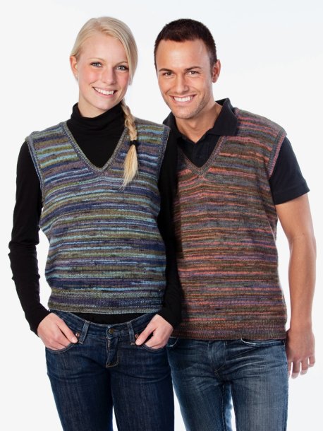 Ensfarget strikket slipover og vest