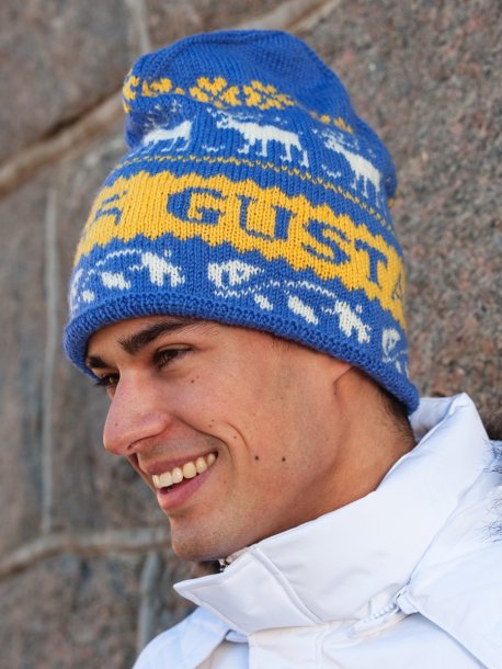 Mønstret strikket sportslue