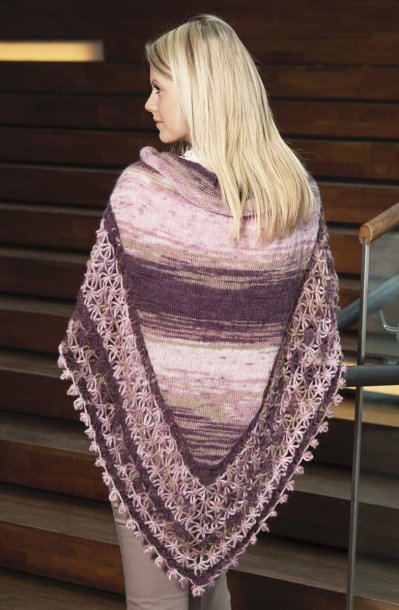 Stickad och virkad sjal