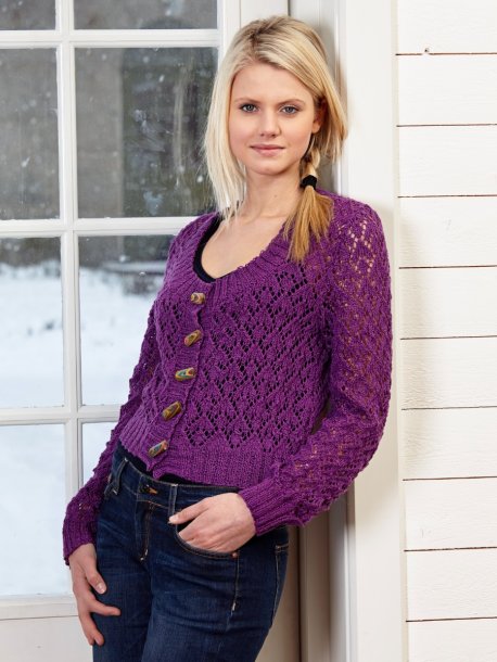Kort blondestrikket cardigan