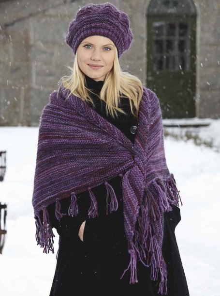 Rätstickad mössa och sjal