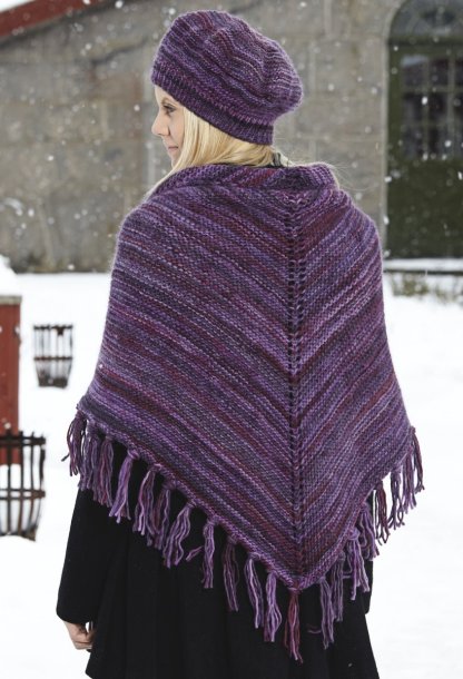 Rätstickad mössa och sjal