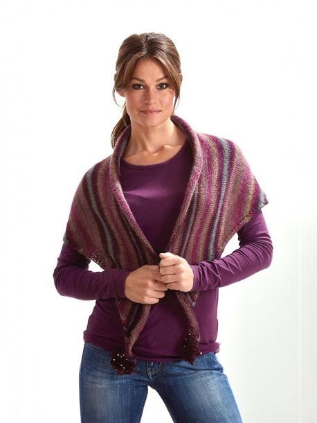 Strikket sjal med heklede stjerner