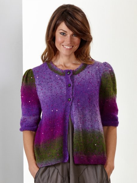 Strikket cardigan med puffermer