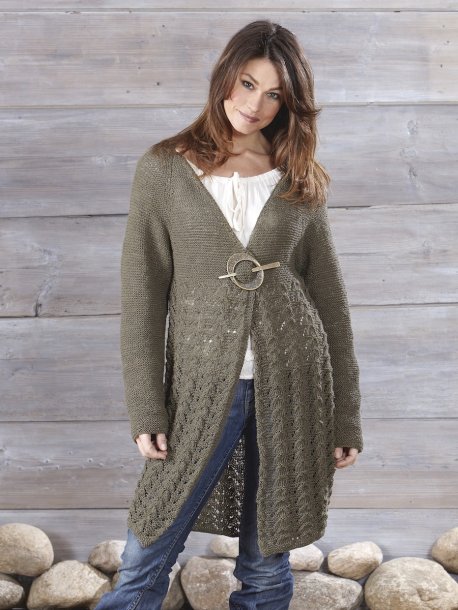 Mönsterstickad långkofta