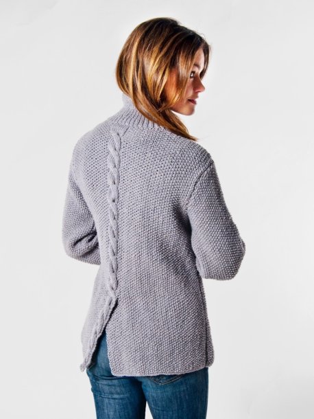 Mosestrikket cardigan i dobbelt garn