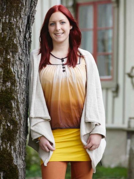 Cardigan strikket fra side til side