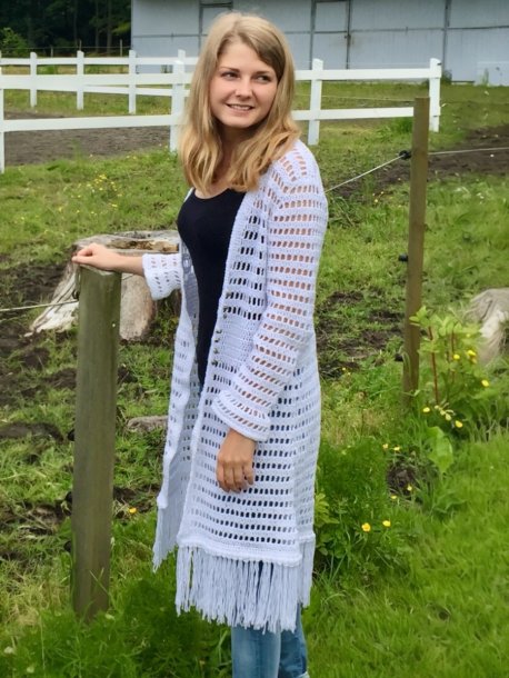 Heklet lang cardigan
