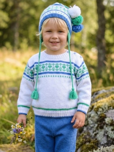 Genser, bukser og lue