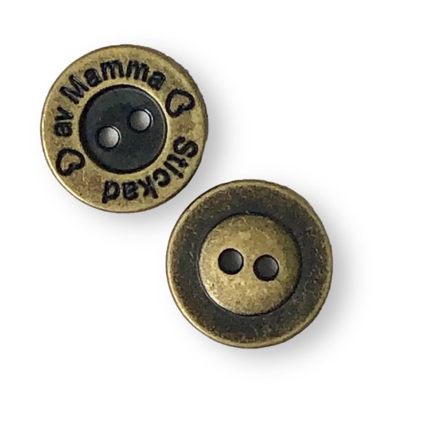 Knapp strikket av mamma Antik messing metall 15mm