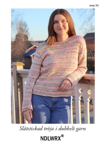 Ensfarget genser i dobbelt garn