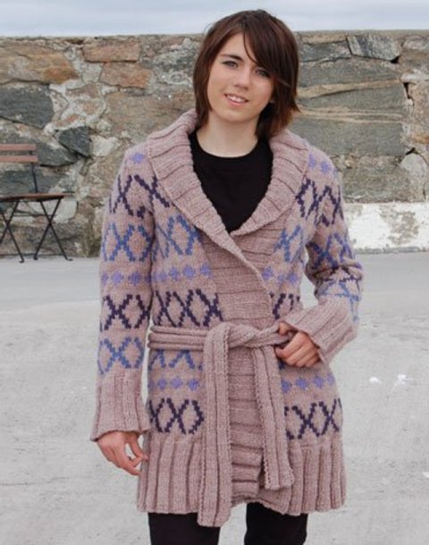 Mønstret lang cardigan