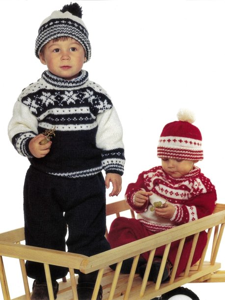 Pullover, damasker och mössa