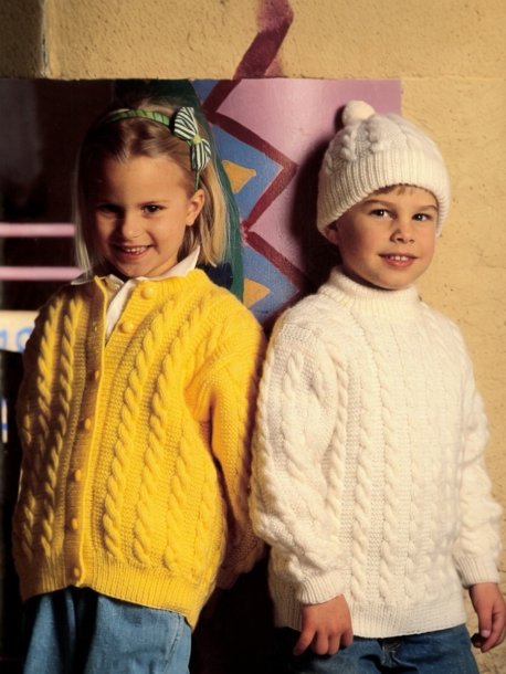 Genser, cardigan og lue