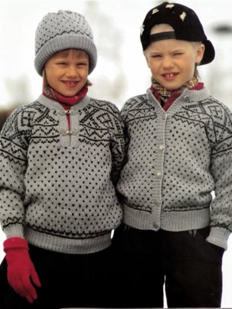 Genser, cardigan og lue